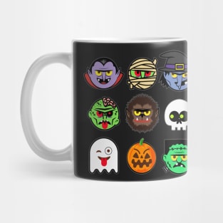 MONSTER FACES Halloween Emoji Shirt Skeleton Dracula Costume Mug